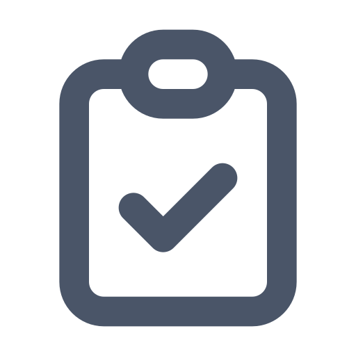 Decorative icon of clipboard with a checkmark