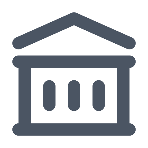 Decorative icon of a building with three pillars